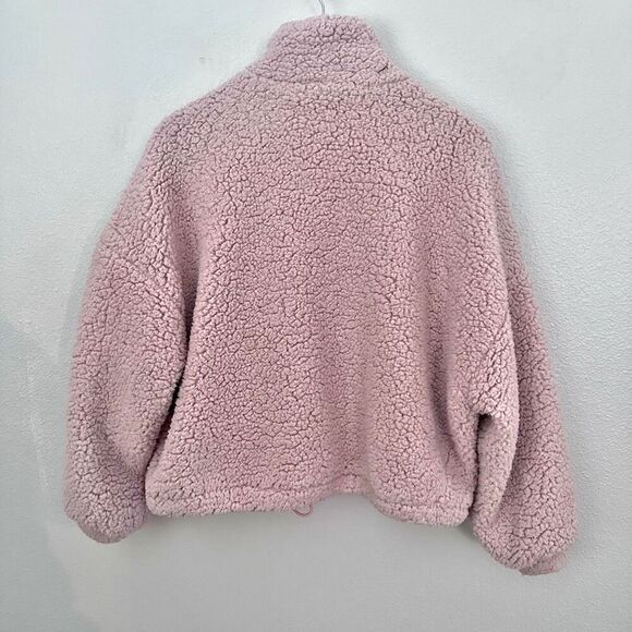 URBAN OUTFITTERS | Willow Fuzzy Drawstring Teddy Jacket Blush Pink | Size Medium - Picture 6 of 8
